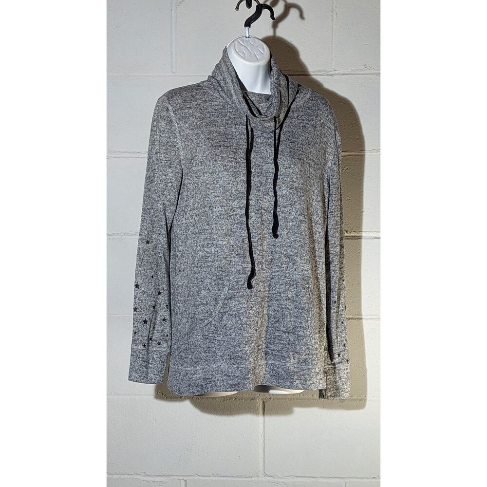 LoveMore Cowl Neck Long Sleeve Top Star Details Pullover Sweatshirt Medium